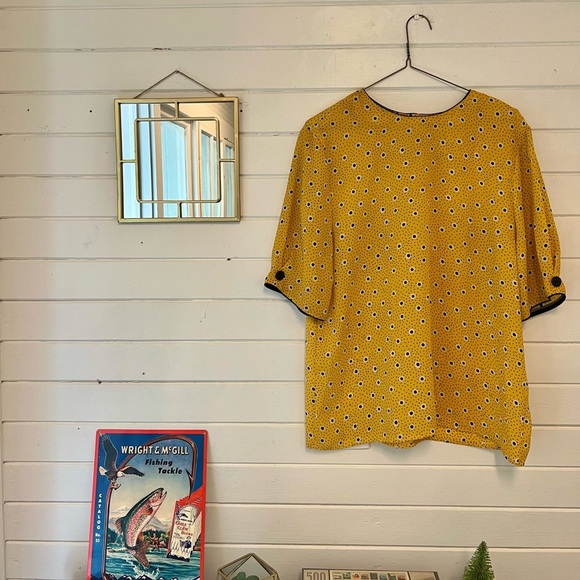 Leslie Fay Tops - Leslie Fay Sportswear Yellow and Black Dotted Blouse